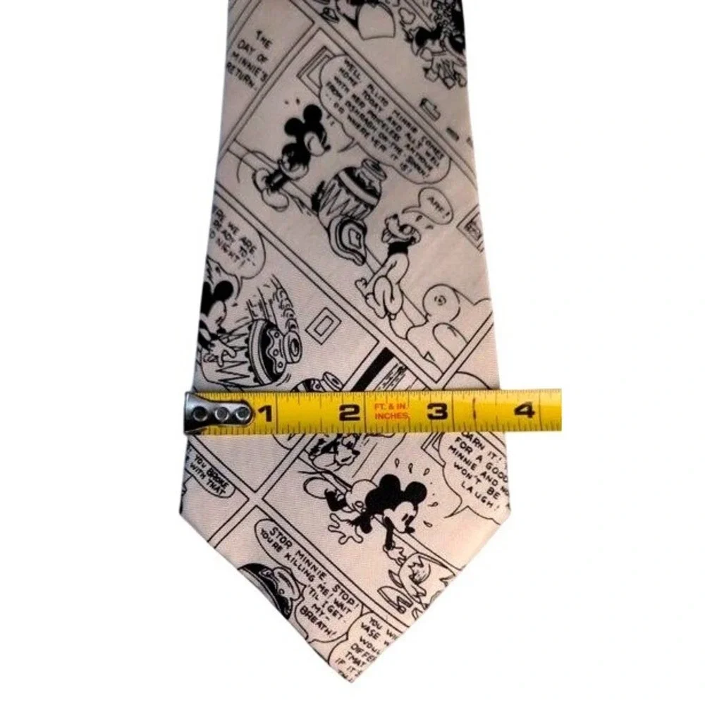 VTG. ~ Mickey & Co. Balancine~Black White Comic Strip~Silk~Men's Necktie ~ 90s